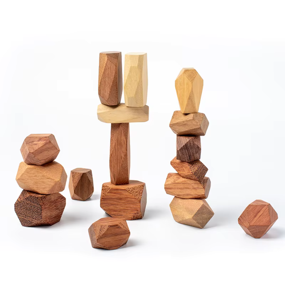 Eco-Friendly Wooden Balancing Blocks – Natural Log Building Toy