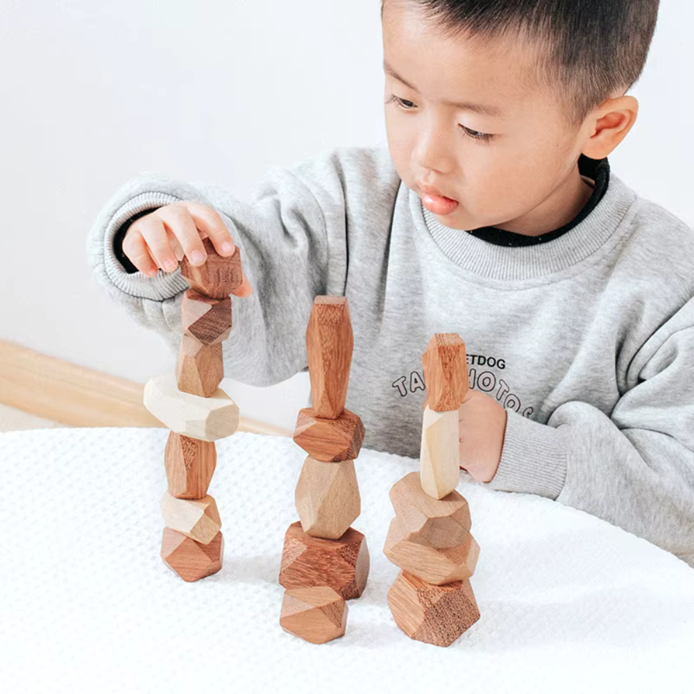 Eco-Friendly Wooden Balancing Blocks – Natural Log Building Toy