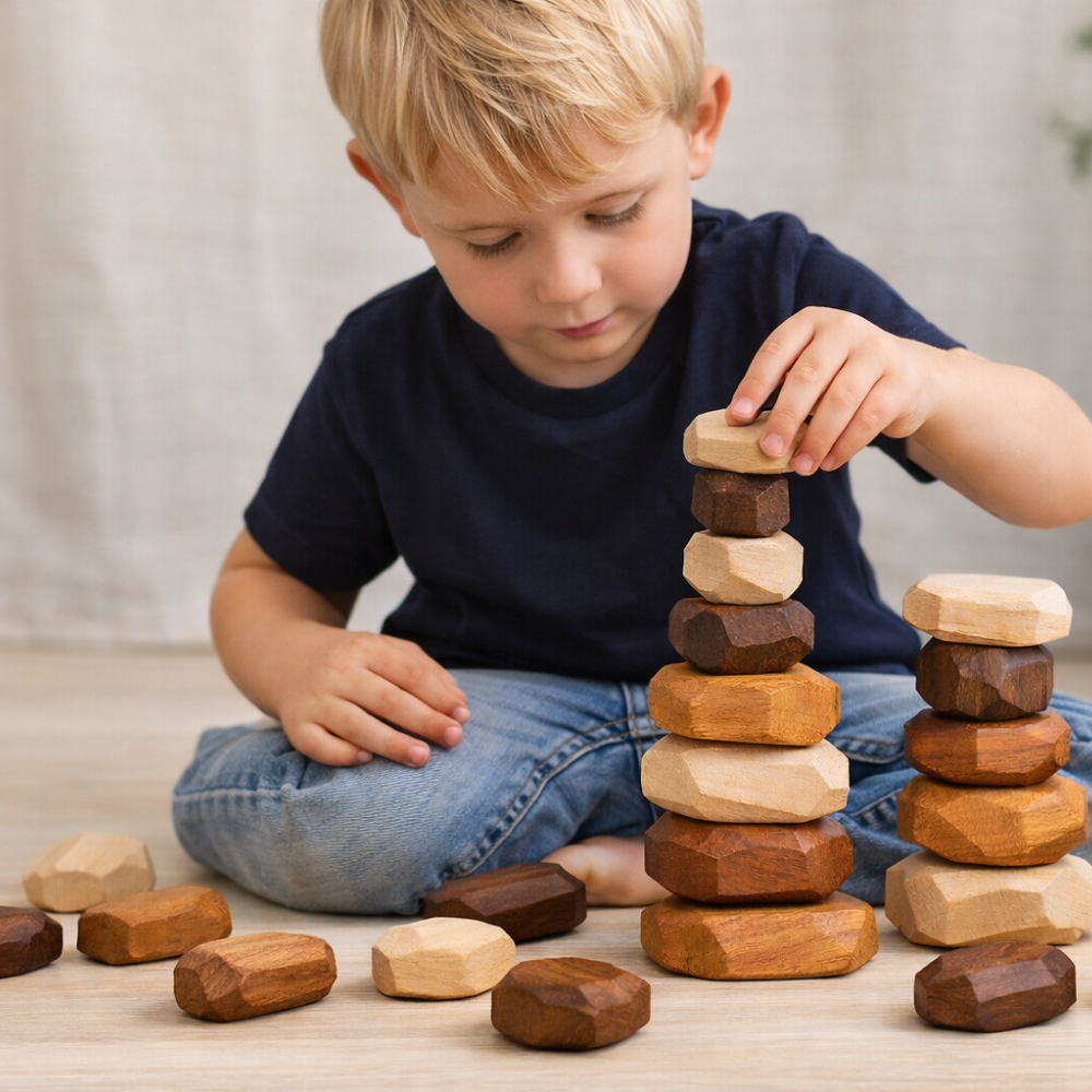 Eco-Friendly Wooden Balancing Blocks – Natural Log Building Toy