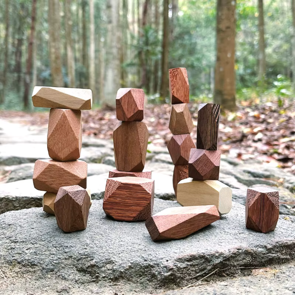 Eco-Friendly Wooden Balancing Blocks – Natural Log Building Toy