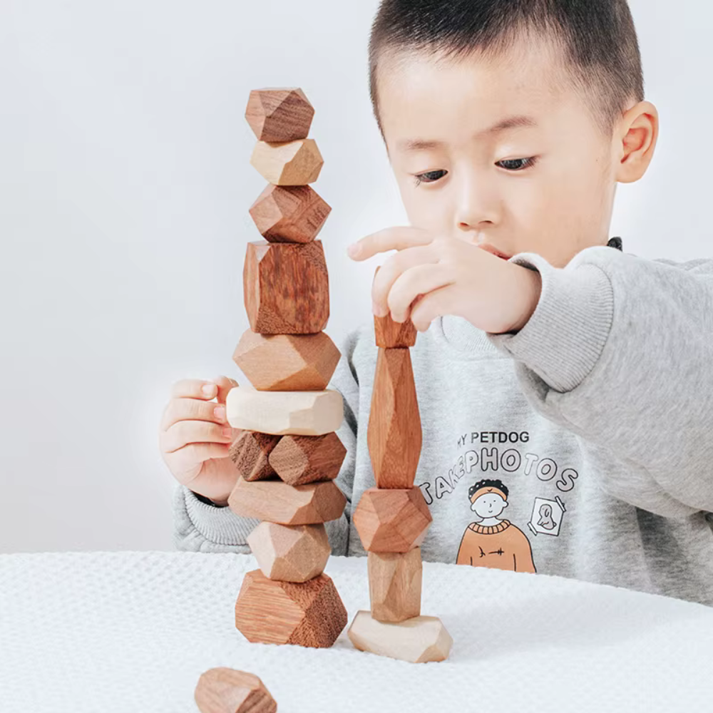 Eco-Friendly Wooden Balancing Blocks – Natural Log Building Toy