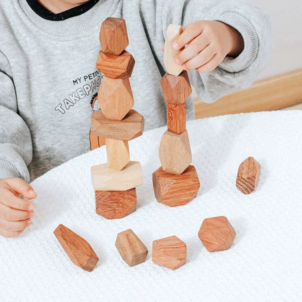 Eco-Friendly Wooden Balancing Blocks – Natural Log Building Toy